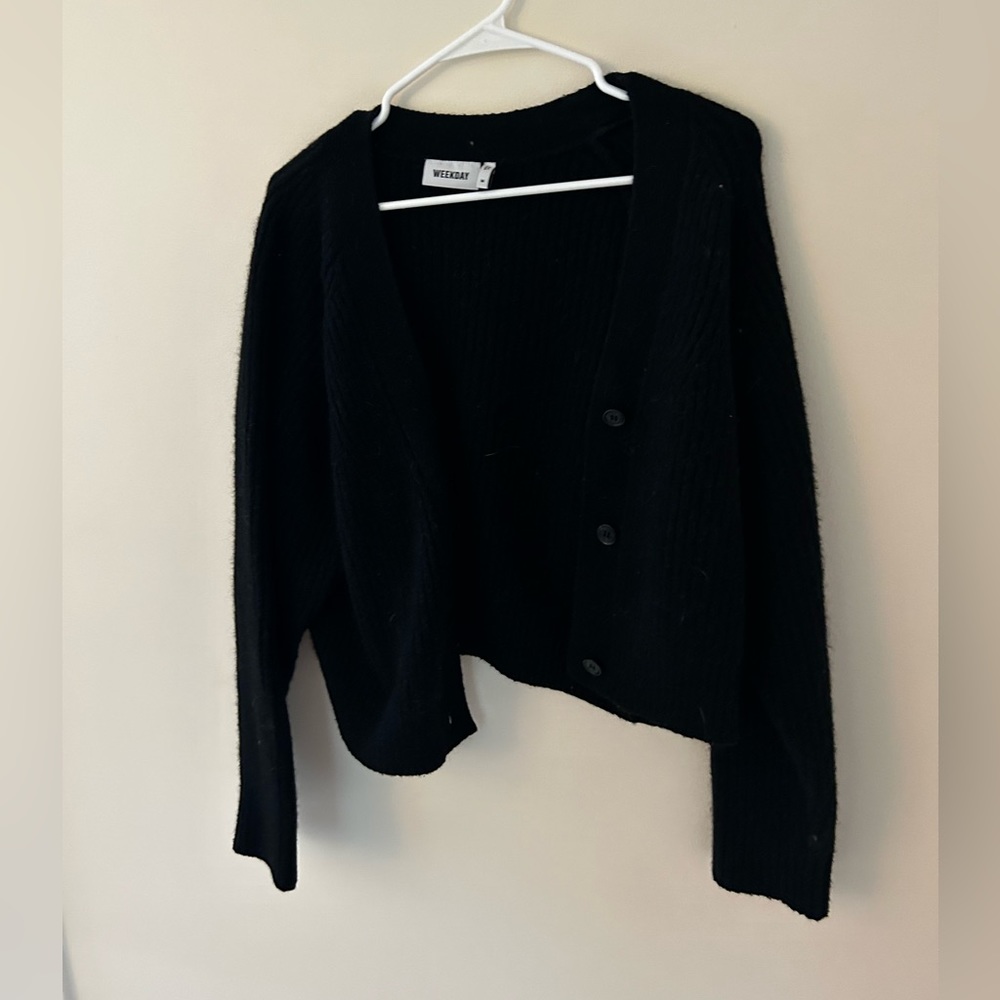 Black cardigan sweater